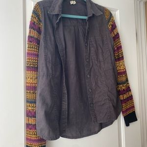 We the free/free people long sleeve button up, size xsmall/petite, crochet arm